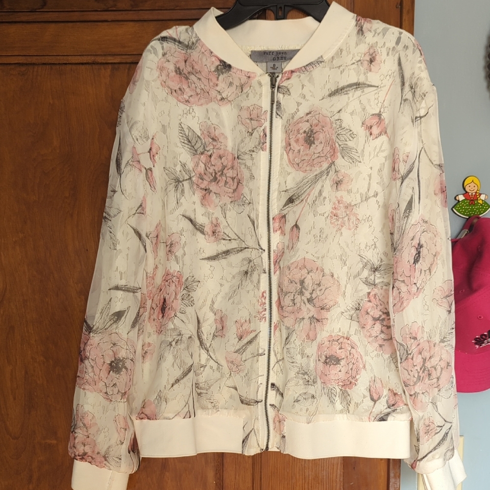Ruff Hewn Pink Floral Bomber Jacket